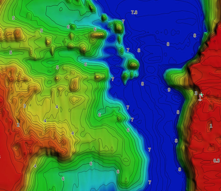 Charted Waters Map Card Bathymetric Imagery