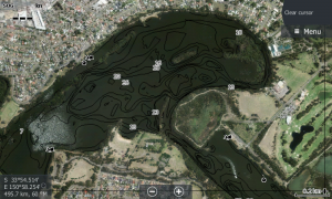 Satellite view on the sounder, search for weed beds and sand bars. handy for finding "sneaky" little channels 